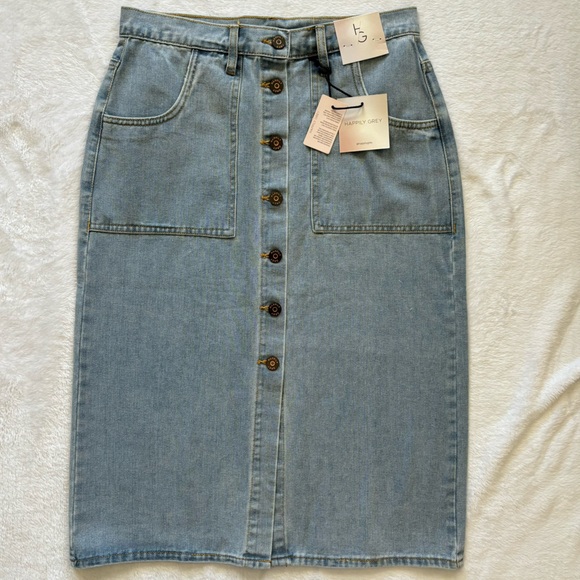 Happily Grey Dresses & Skirts - Happily Grey Classic Midi Denim Pencil Skirt --Sz 5/26